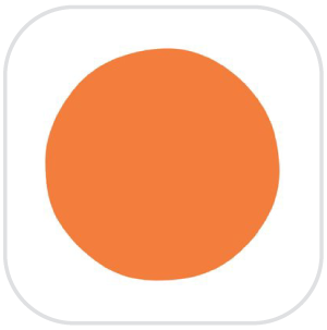 An orange circle centered on a white square background with rounded corners.