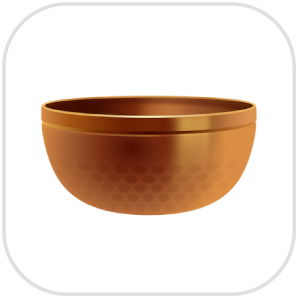 Illustration of a round copper bowl with a slightly flared lip and dotted texture near the bottom, set against a plain white background.